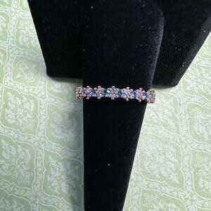 Bomb Party Women's (9) Ring - Aqua Blue Cubic Zirconia "New" Eternity Ring